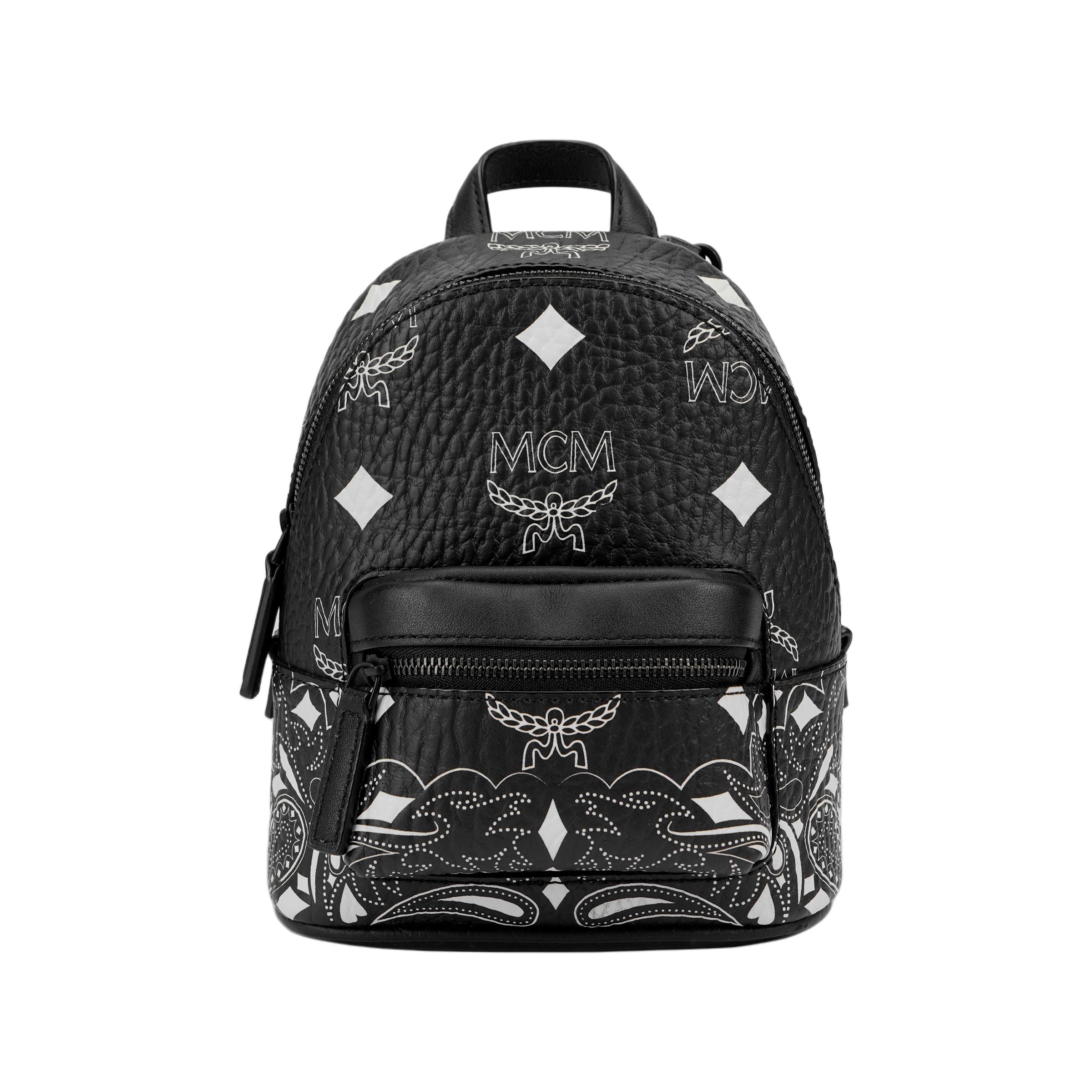 

MCM Letter Combination Print Zipper Canvas And Leather Backpack Women Backpack Black MMKDAVE05BK001 Basic Set (Bag+Dust Bag)