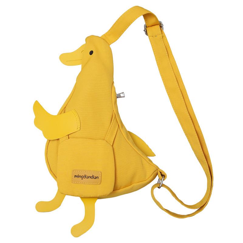 Women Shoulder Bag Cute Duck Canvas Bag Female Student Messenger Shoulder Bag Trendy Funny Cute Cartoon Chest Bag