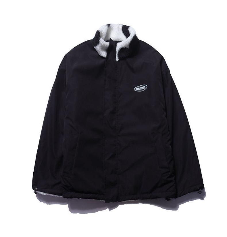 Unisex Lamb Wool Fleece Reversible Jacket: Stand-Up Collar, Warm, Autumn/Winter Fashion.