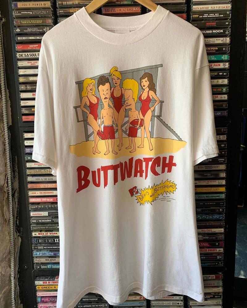 

1997 MTV Beavis and Butthead “Buttwatch” White Unisex T shirt Reprint WA4501 Unisex T-Shirt XL