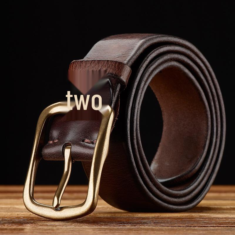 Men's Genuine Leather Retro Distressed Handmade Belt, Korean Style Casual Versatile for Jeans