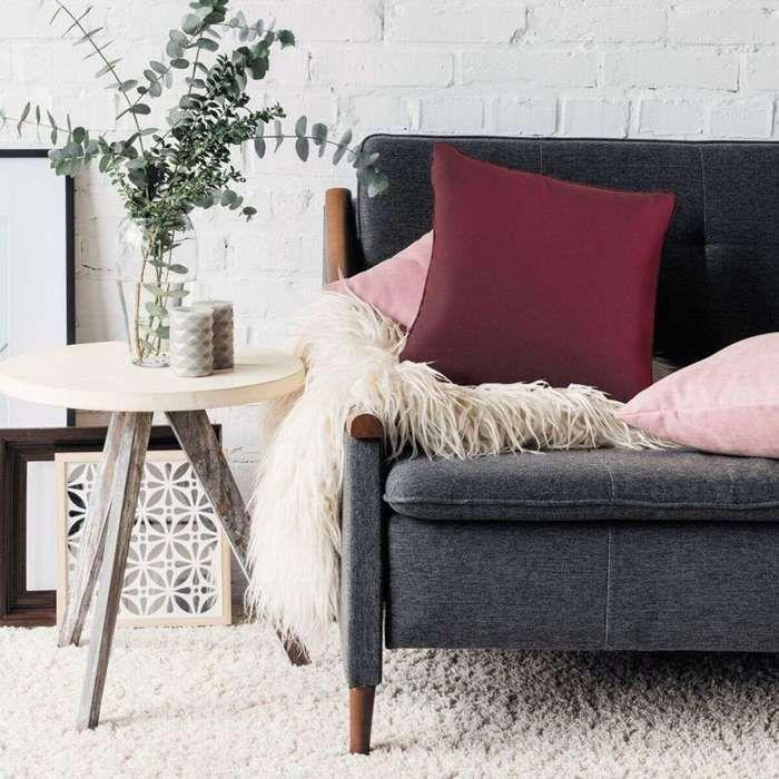 Coussin en suédine rouge bourgogne 40x40
