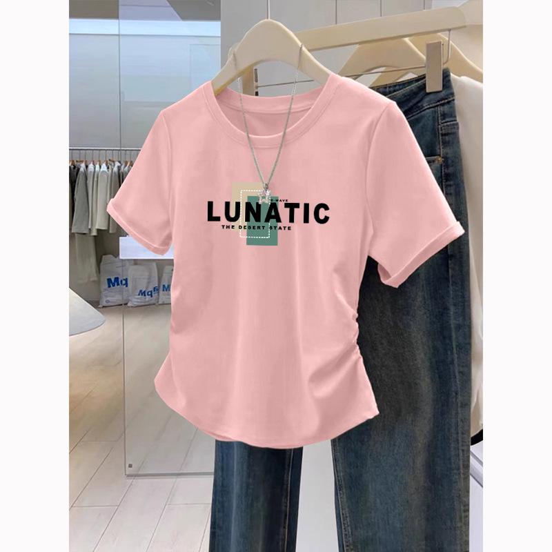 

Women s Plus Size Korean Style Ice Silk Patterned Short Sleeve Top - 2025 Summer Casual Fashion XL [120-130 kg]