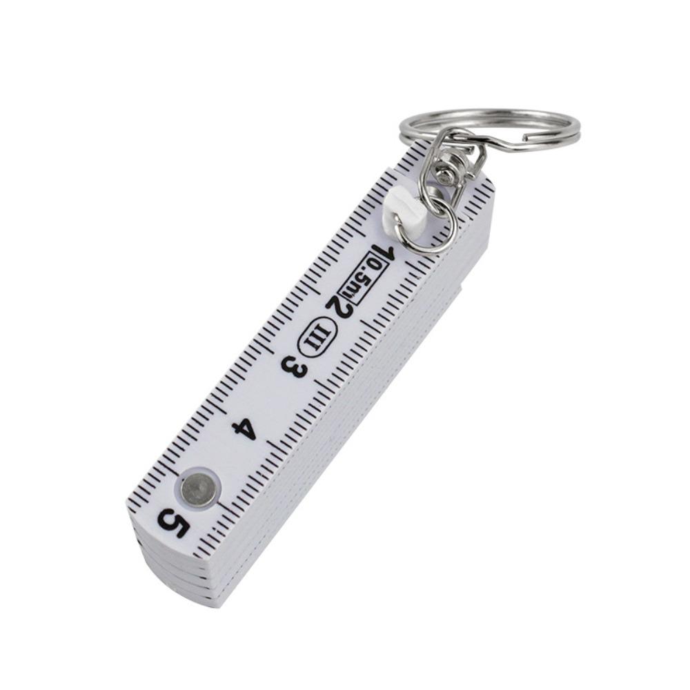 Portable 0.5m 10-Fold Folding Ruler Double-sided Scale Anti Pinch Plastic Ruler with Keychain Gauge Bricklaying