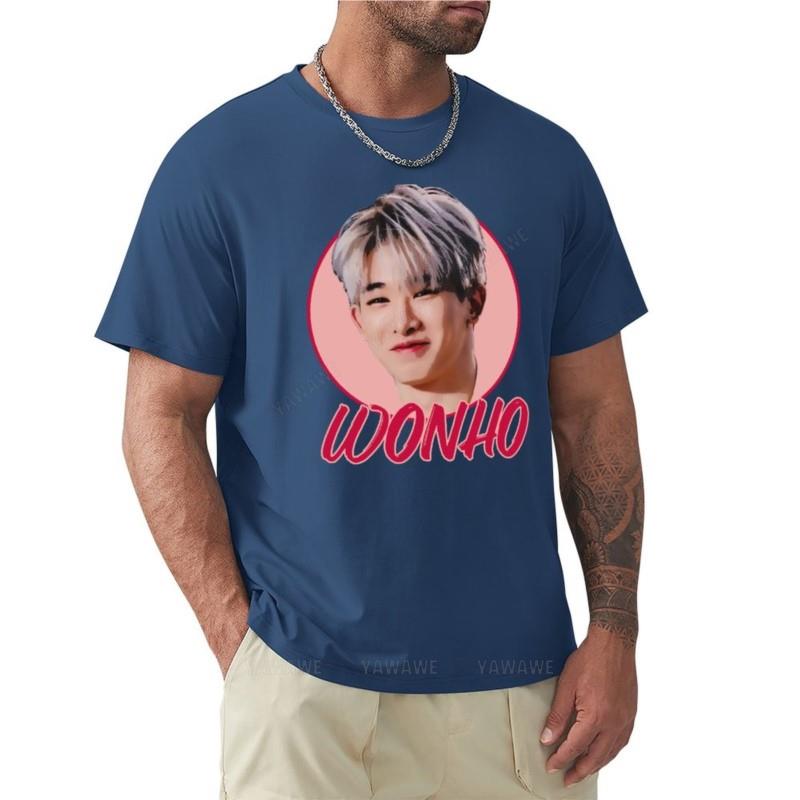 Tshirt Men Cotton Tshirt Retro Inspired Wonho TShirt Graphic T Shirts Black T Shirt Mens Graphic Tshirts Pack Boys Tees