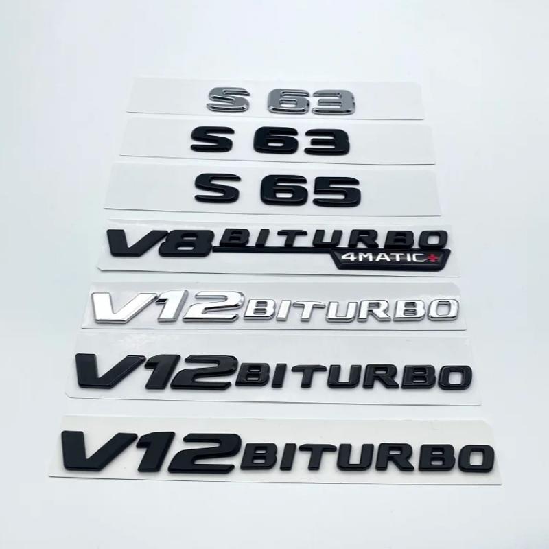 RSU1 3D Letters S63 S65 V12 Biturbo V8Biturbo 4matic+ ABS Emblem for Mercedes Benz W222 W223 Car Fender Trunk Logo Sticker