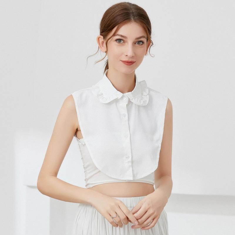 Perfect Match White Chiffon Fungus Edge Fake Collar Decorative Lace Sweater Blouse Tops Neckwear Detachable False Decorative Collars