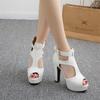 Girls' Shoes Women Pumps High Heels Platform Shoes Peep Toe Peep Toe Gladiator Sandals 12cm Heels Ladies Party Shoes Size 31-43
