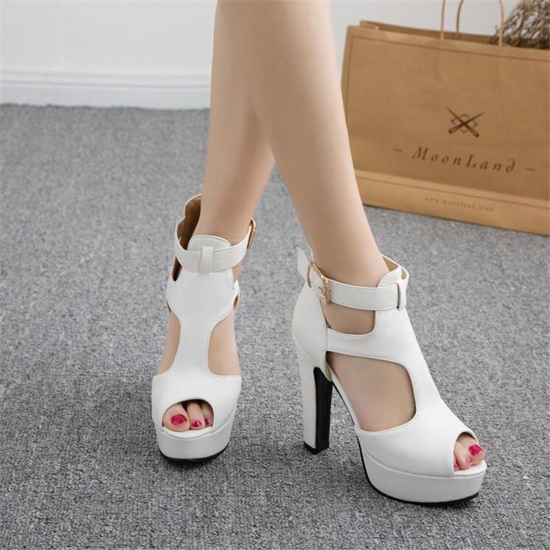 Girls' Shoes Women Pumps High Heels Platform Shoes Peep Toe Peep Toe Gladiator Sandals 12cm Heels Ladies Party Shoes Size 31-43