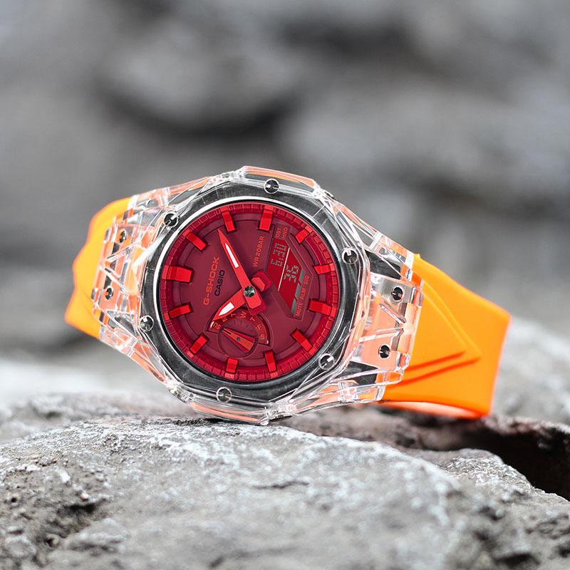 Casio Unisex Liquid Crystal/Analog Dual Display Series Red Watch GA-2100-4A(Watch4--)