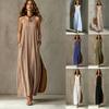 Women's Solid Scoop Neck Spaghetti Strap Loose Fit Maxi Dress Casual Vacation Sleeveless Long Dress