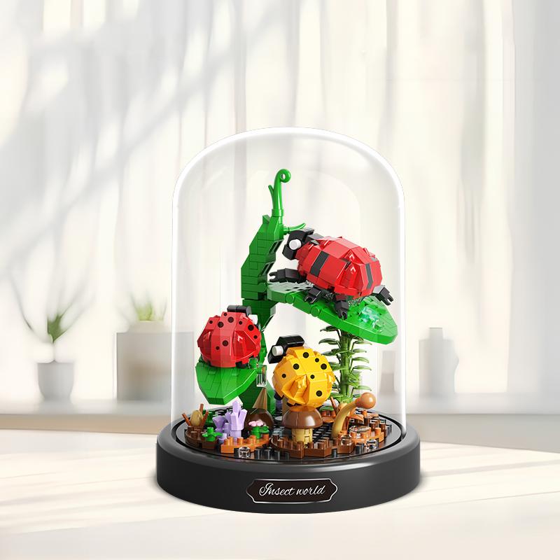 

Insect Flower Bonsai Building Block Bee Butterfly Potted Model Bricks Set With Dust Cover Desktop Deco Kids DIY Toy Hoilday Gift With Box
