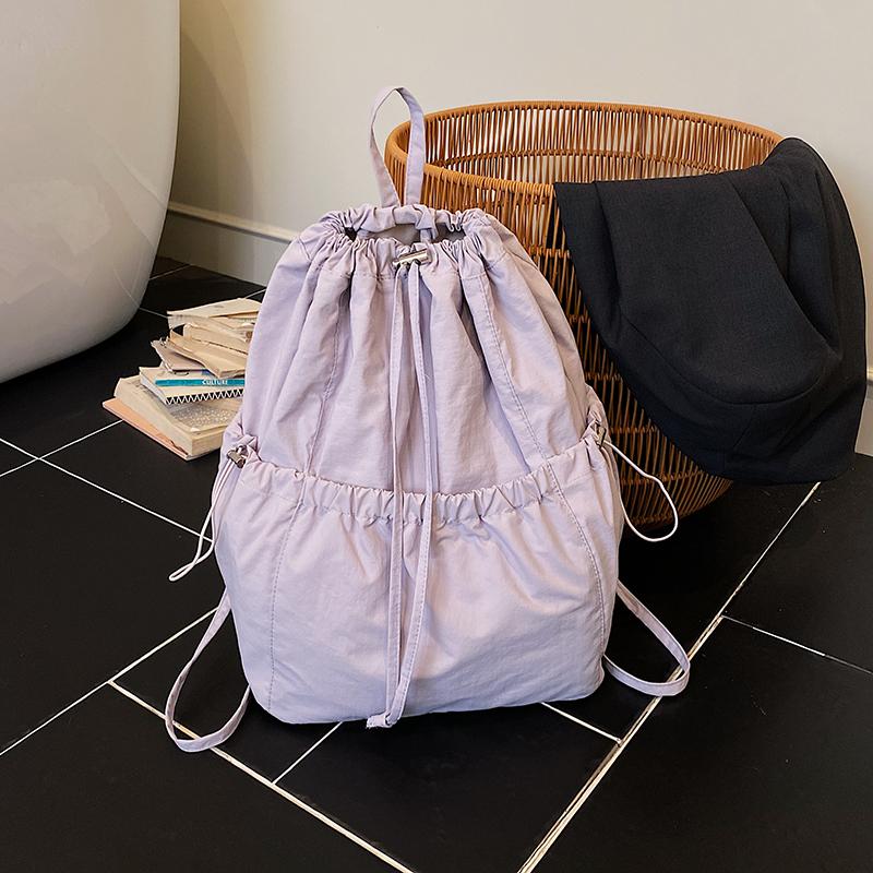 2026 New Drawstring Nyl Backpack Large Capacity Lightweight Multi-Pocket Rucksack Casual Travel School Backpack for Women