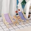 1Pcs 1:12 Dollhouse Miniature Beach Chair Toy Striped Plastic Diy Foldable Deckchair For Dolls Decor
