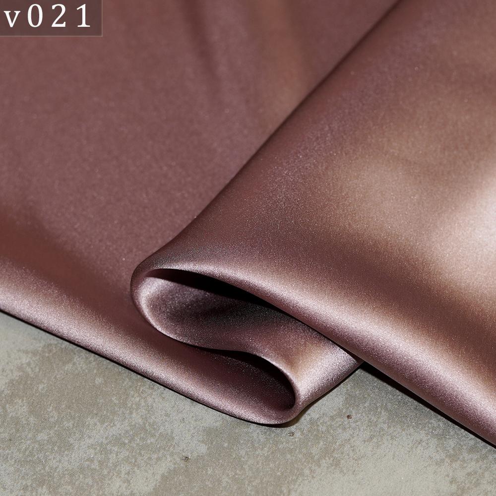 HYSK Natural Genuine Pure 100% Silk Crepe Satin Fabric Silk China Duchess Plain Brown by Meter for Dress Bedding Wedding