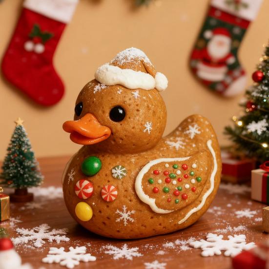 Christmas Duck Figurine Gingerbread Christmas Tree Duck Ornament Desktop Candy Cane Duck Statue