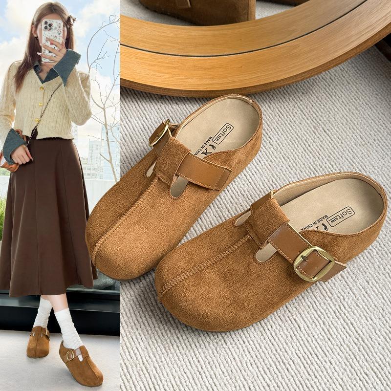 Inner heightening bag head half drag women's summer new retro outer wear Boken half tray shoes one pedal lazy sandals
