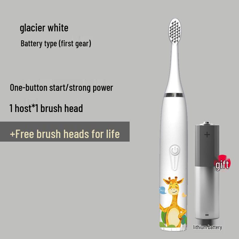 Waterproof Ultrasonic Kids' Electric Toothbrush - Cute Cartoon Design, Soft Bristles, IP7 Rated, Perfect Gift