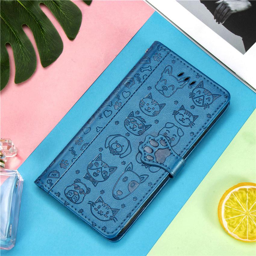 Kot pies skórzane etui z klapką do Samsung Galaxy A03 rdzeń A13 A23 A33 A53 A73 A12 A22 A32 A42 A52 A72 A52s 5g A50 okładka karty telefonicznej
