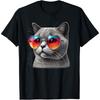 Cute Valentines Day Cat Heart Sunglasses Women Girls Cotton Men T Shirt