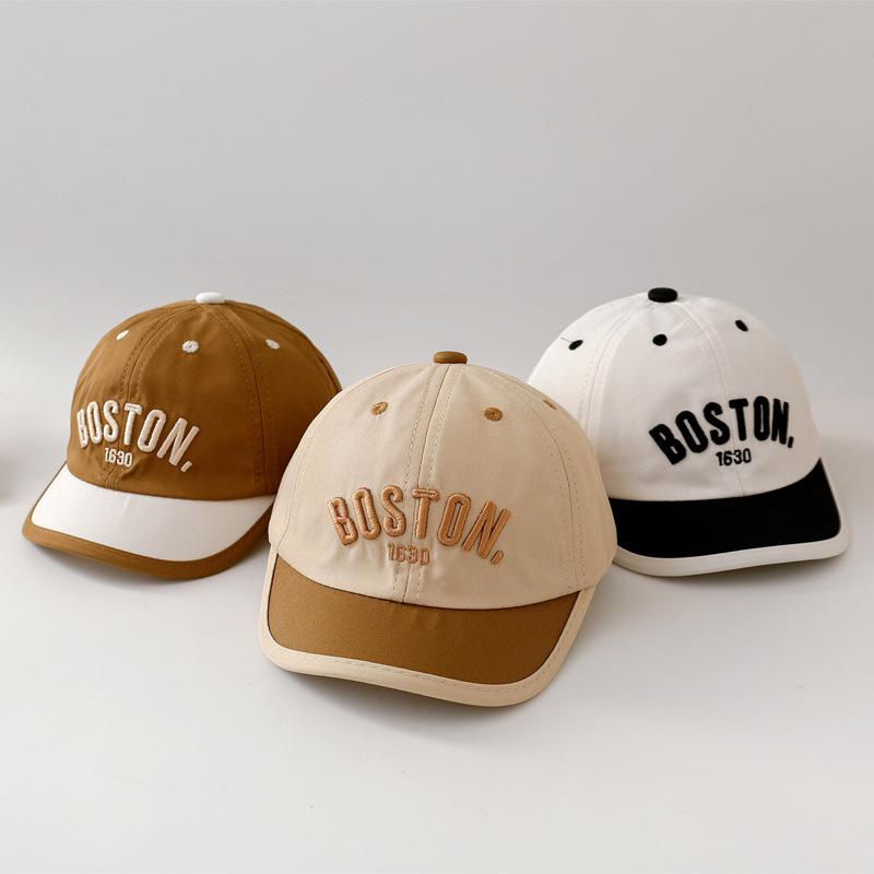 1-3Y Fashion Patchwork Children Baseball Cap Letter Embroidery Boy Girl Sun Hat Outdoor Kids Short Brim Duck Tongue Cap
