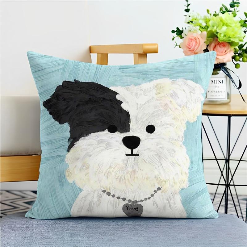 Cute Dog Cartoon Pillowcase Dormitory Decoration Office Living Room Home Pillowcase