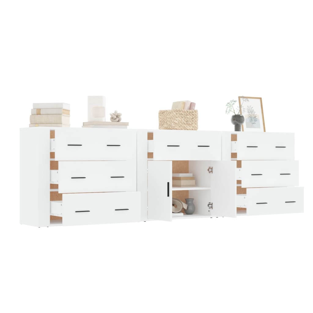 Sideboards 3 pcs White Particleboard