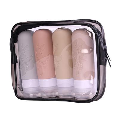 1 Set 90ML Dispensing Bottle Silicone Travel Bottle Leak-proof Refillable Squeeze Tube for Toiletries Condiments