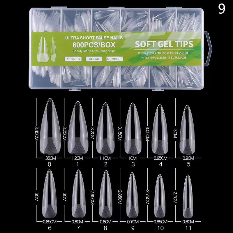 

600 шт./кор. накладные ногти прозрачные матовые французские миндальные акриловые капли воды накладные ногти для наращивания типсов маникюрный инструмент