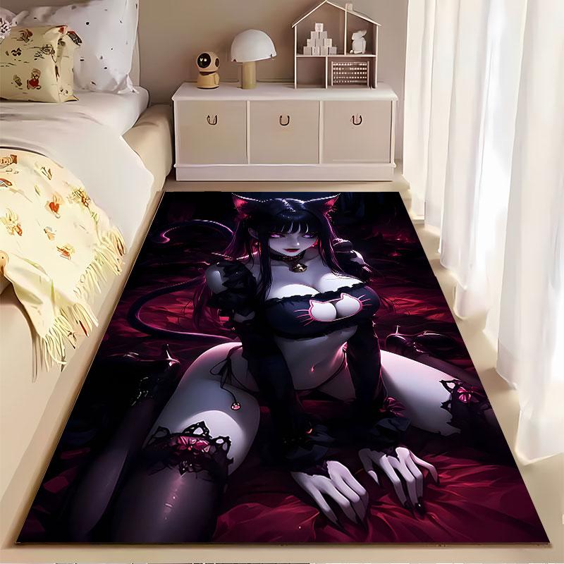 Anime Cat Girl Dark Fantasy Carpet Suitable As a Non-slip Mat for the Living Room or Bedroom Sofa