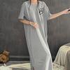 Loose-fitting Large-sized Women's Round-neck Short-sleeved T-shirt Dress, Long Laid-back Style Dress, Knee-length Sleeping Dress