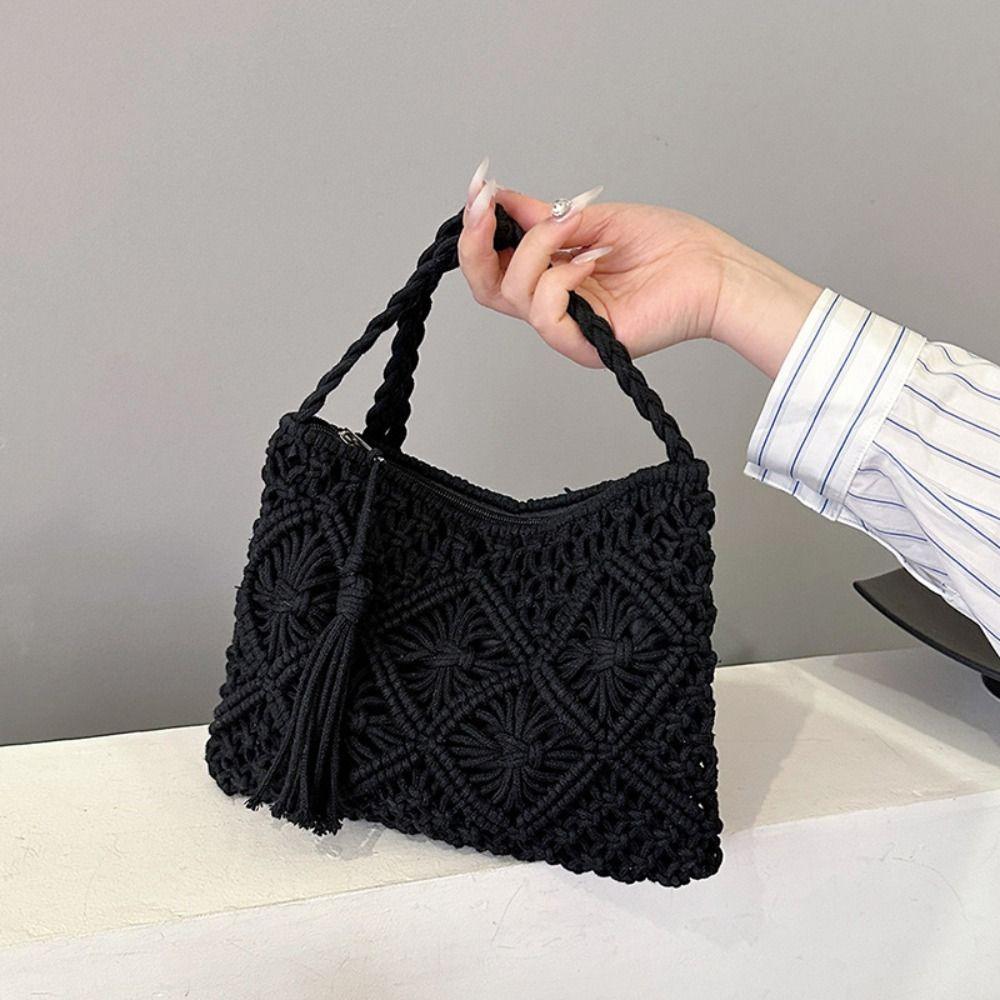 Korean Style Crochet Crossbody Bag Ethnic Style Ladies Underarm Bag  Travel