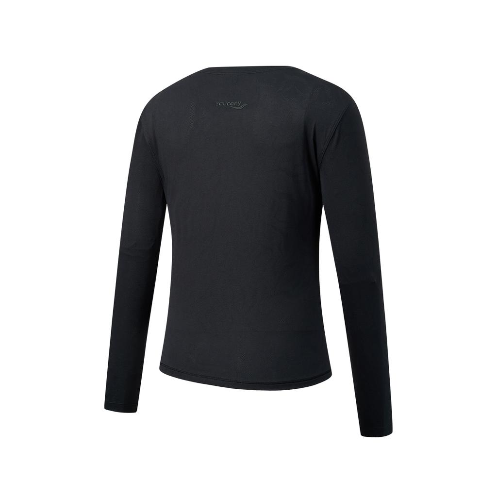 Saucony Running Training Soft Stretch Round Neck Long Sleeve T-Shirt Women tops Black SC1240031A-BK01