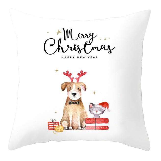 Cartoon Christmas Dog Car Pattern Pillow Case Festive Home Decoration Office Car Cushion Pillow Case