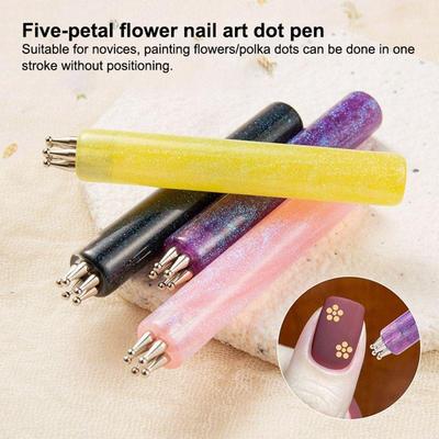 5-Petal Dotting Tool Flower Creator Diy Nail Art 1.8Mm Fine Tip Rhinestone Pickers Glitter Handle Manicure Nail Tools Brushes