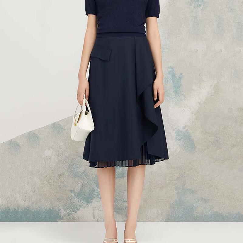 JESSIE Women s High-Waisted Pleated A-Line Midi Skirt S