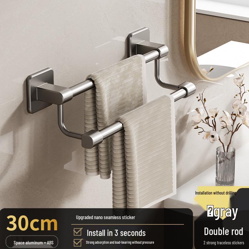 Samoprzylepny stojak na ręczniki z półką i pojedynczym drążkiem do przechowywania w łazience