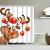Merry Christmas Shower Curtains New Year Santa Bathroom Decor Bath Curtain Cartoon Snowman Elk Bath Bathroom Curtains