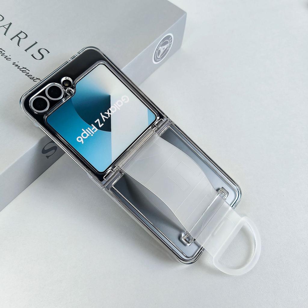 Neu für Samsung ZFlip6 Handyhülle Armband Transparent Faltbar Flip5 Hautgefühl Handy Schutzhülle