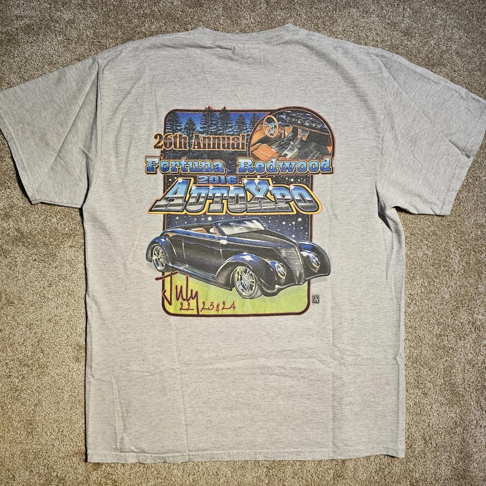 2016 Redwood Auto Expo Hot Rod T-shirt Mens L Grunge Cars Classic Dadcore Skate L