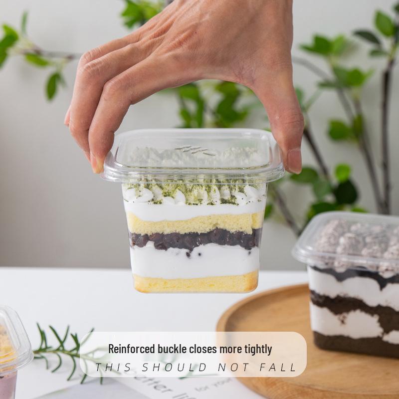 Square Mousse Soy Milk Cake Box: Wooden Cup Packaging for Tiramisu and Dessert Baking