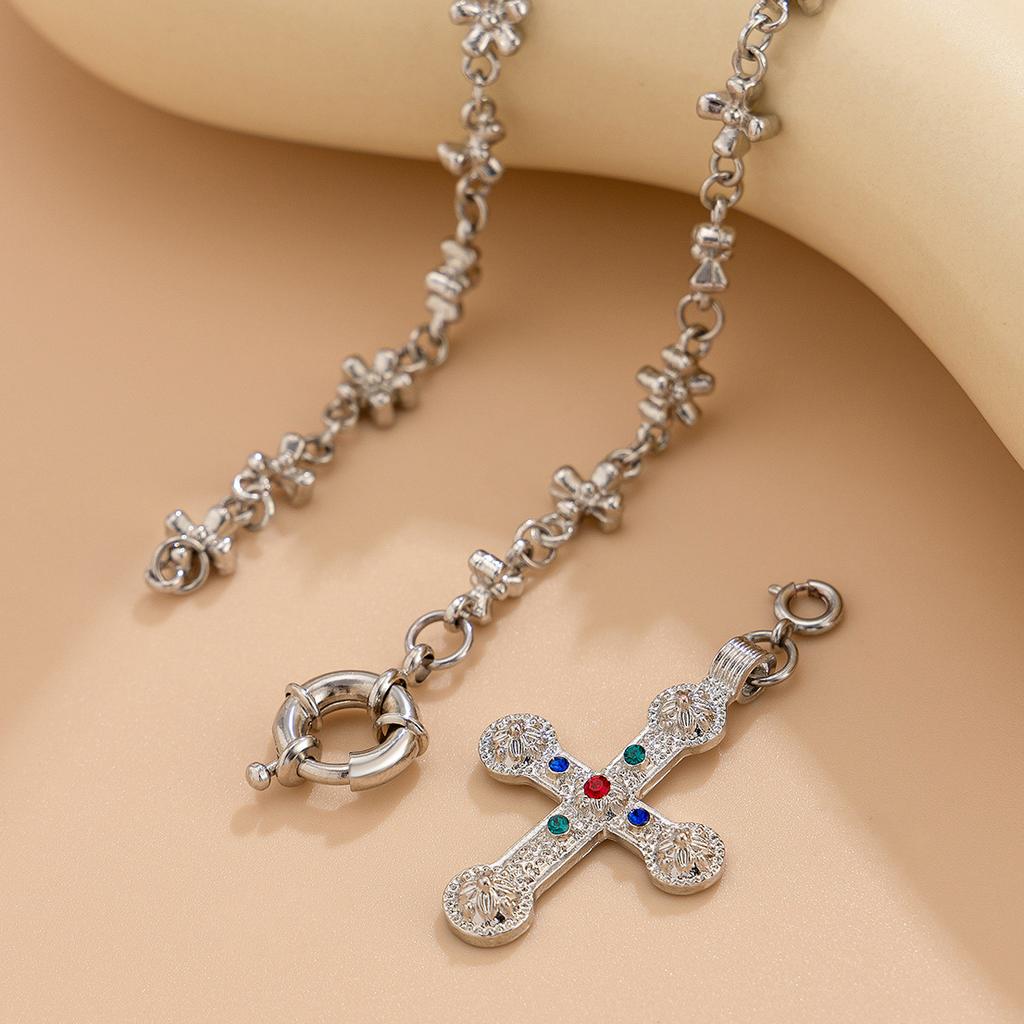 Personalized inlaid rhinestone y-shaped necklace set, cold wind alloy collarbone chain