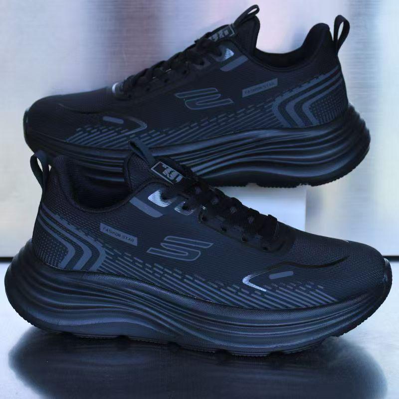 Brandneue wasserdichte Leder-Sneaker für Herren, superleicht, rutschfest, weiche Sohle, vielseitig für Fitness und Laufen, Schwarz.