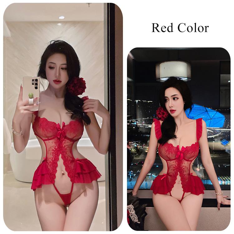 New Fun Lingerie Sexy Lace Alluring Bodysuit Women's Open Range Small Chest Uniform Alluring Sleepwear