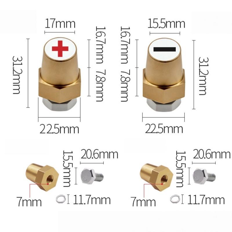 2 Pièces Chargeur de Borne de Batterie Vis Accessoires Laiton Connecteurs de Borne Hexagonale Pour Borne Positive et Négative de Batterie de Voiture
