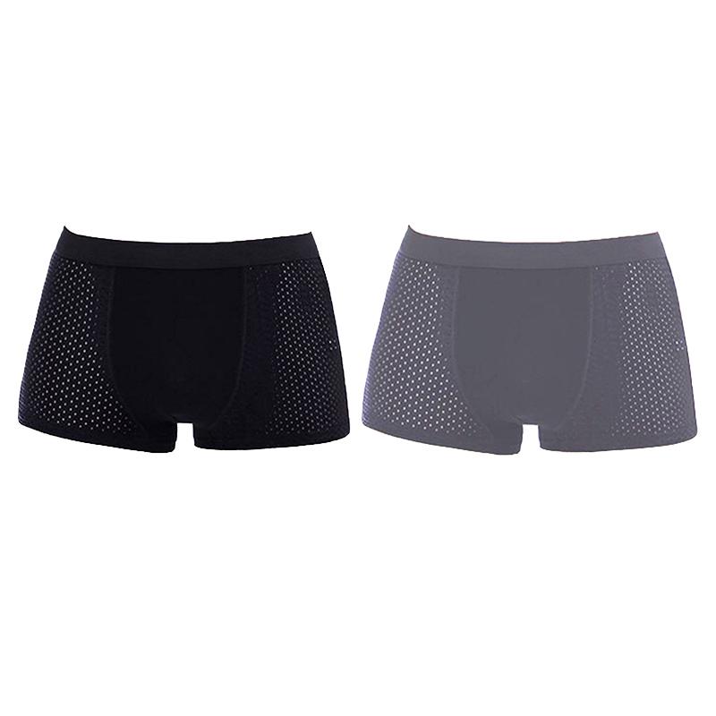 2PCS Men's Panties Men Underwear Boxer Shorts Summer Ice Silk Mesh Breathable High Quality Hole Shorts Male Sexy Underpant