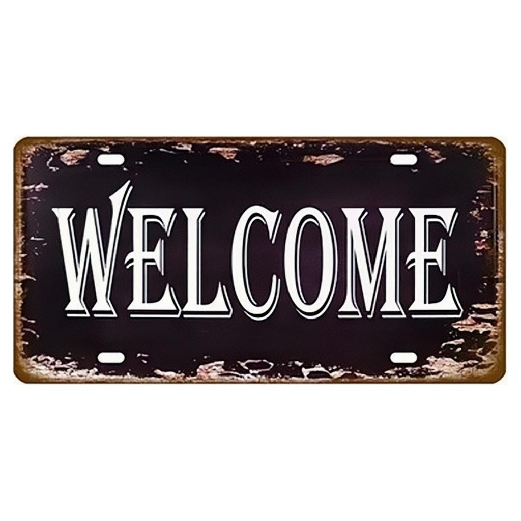 Toile Smile Welcome WIFI License Plate Store Wall Decor Restrooms Tin Sign Vintage Road Guide Metal Sign Plaques Poster