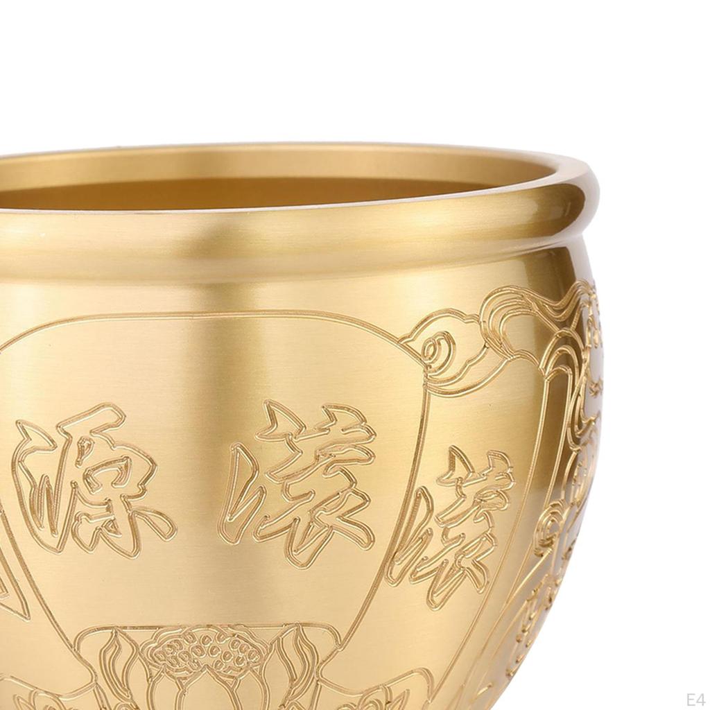 Brass Feng Shui Bowl Chinese Character for Home Office Decoration Housewarming Gift