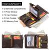 HUMERPAUL Men cowhide wallet Oxford cloth RFID anti-theft credit card bag coin purse with chain wallet with photo window