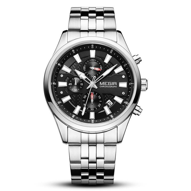 Men'S Watch, High-End Calendar Chronograph Sports Steel Belt Business Quartz Men'S Watch 2154